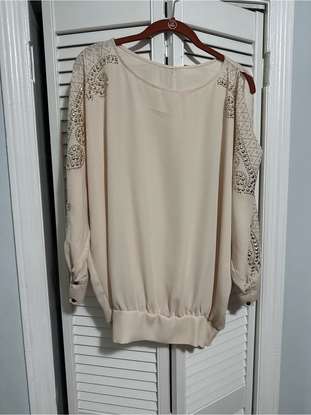 Cream Embellished Long-Sleeve Tunic